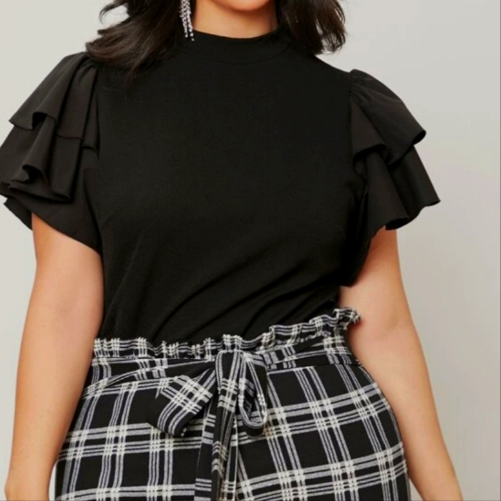 Womens black layered sleeve shirt